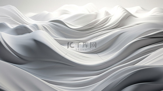 白色抽象波浪背景 3d 渲染杰作与纹理布波