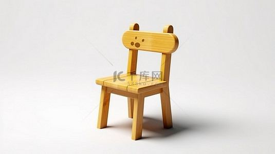 玩泥巴的小孩背景图片_白色背景上小孩木椅的 3D 渲染