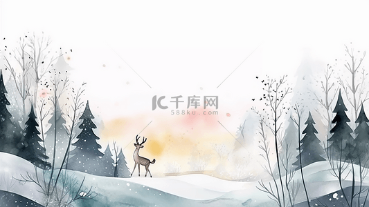 冬季雪天背景背景图片_冬季雪后美景插画