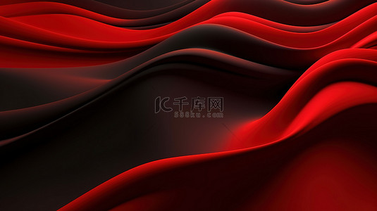 花背景黑色背景图片_创建黑色和红色背景的波浪的 3d 渲染