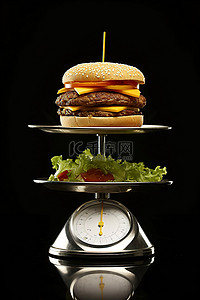 汉堡背景图片_一个汉堡放在秤上