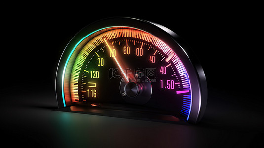 机车仪表盘背景图片_测量速度的 3D 插图中的彩色车速表图标