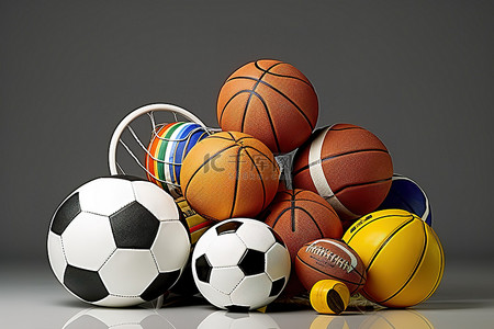 球类背景图片_一组各种球类和运动器材