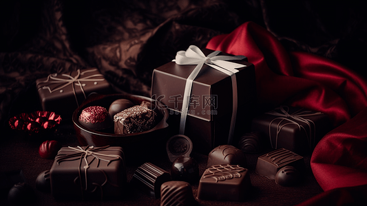 爱心巧克力盒背景图片_巧克力糖果背景