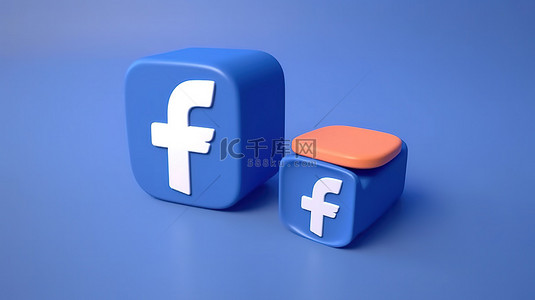 蓝色背景与 3D facebook 和信使徽标增强社交媒体沟通