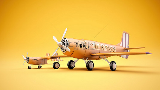 免费送货横幅伴随 3D 渲染的卡通飞机
