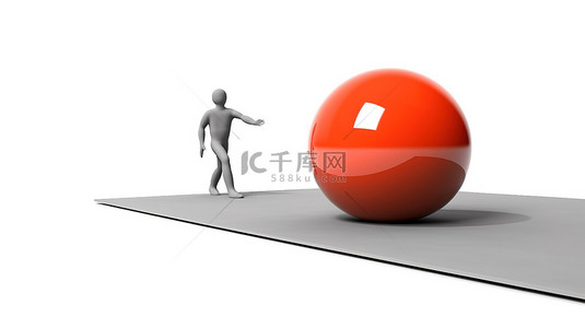 提背景图片_白色背景中带有 3D 模型的普拉提球锻炼