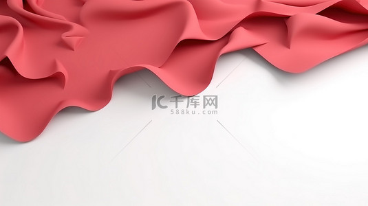 空白纸条，带有设计空间，由 3D 渲染的白色背景上的红色别针固定