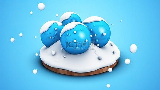 寒冷的卡通风格 3d 图标的冬冰雹