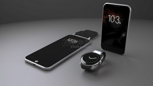 手机体验背景图片_3D 渲染世界中的智能手机和智能手表