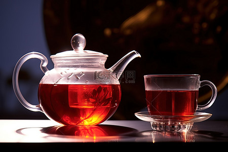 两个杯子用来泡红色液体的茶
