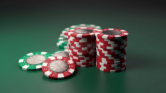 赌场扑克筹码上的四个 ace 经典赌场游戏的 3d 渲染