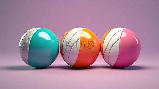 简约竞技背景图片_具有现代设计和孤立对象的充满活力的排球的简约 3D 渲染