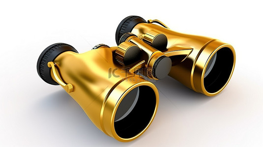 白色背景下 3D 渲染中的双筒望远镜