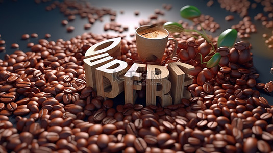 3D 渲染中有机咖啡豆设计的版式引用