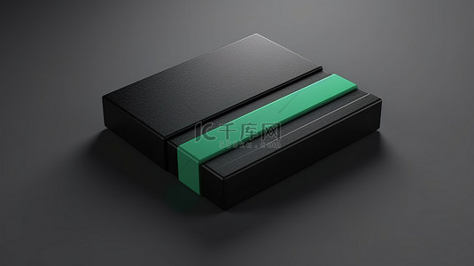 黑色和绿色的 3D 等距板擦