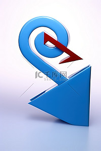 网络科技标志背景图片_一个电子邮件标志位于蓝纸箭头的顶部