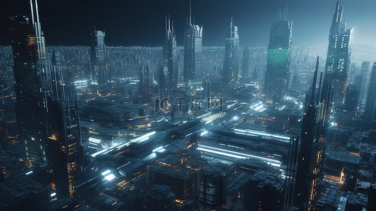 以 3D 形式说明的未来城市和宇宙飞船