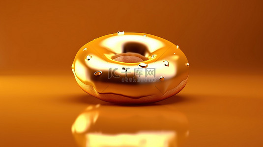 金色糖果背景图片_闪闪发光的金色背景上金色釉面甜甜圈的 3D 渲染