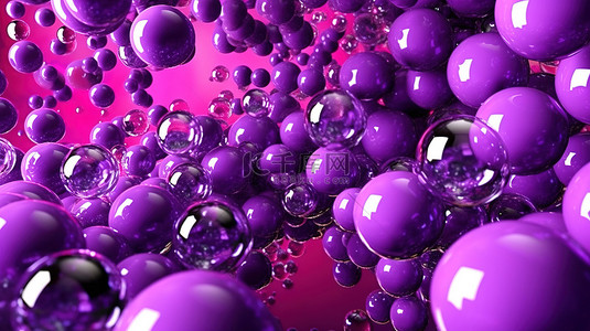 飞行的爆竹背景图片_飞行中有光泽的紫色气泡的 3D 渲染背景，描绘了科技公司网络开发和业务的人工智能数据保护