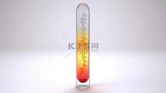 温度温暖背景图片_空白白色背景上抽象天气玻璃温度计的三维渲染