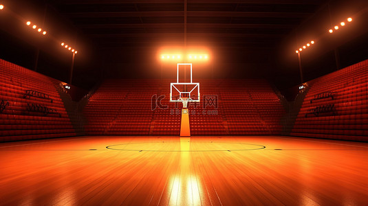 打篮球背景背景图片_荒凉的球场一个空的篮球运动区，有 3D 背景和篮筐