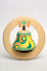 钟背景图片_一个木制的木铃，带有彩色设计，上面写着“铃”的字样