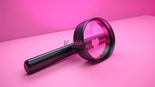 独立的粉红色网络浏览器工具，具有 3D 渲染搜索栏和心形图标