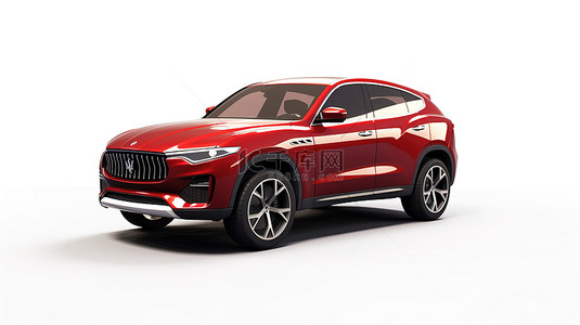 红色高级背景背景图片_白色背景隔离红色高级家庭 SUV 车的 3D 渲染