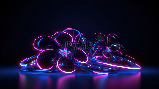 浅蓝科技背景图片_3d 渲染中抽象霓虹灯背景的设计