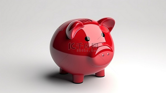 3d 渲染的商业财务存钱罐图标的红色轮廓符号