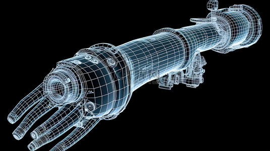 矢背景图片_eps10 格式的机械臂矢量化 3D 技术线框渲染