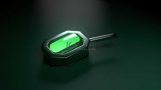 光控制背景图片_带手形光标的绿色退出按钮的 3d 插图
