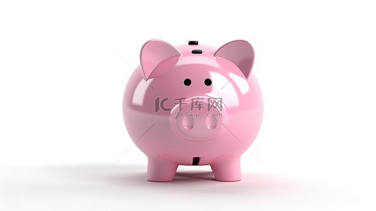 省钱节背景图片_白色背景上的存钱罐的 3D 渲染，用于省钱