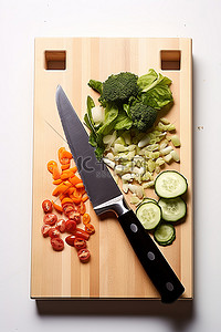 一块木板背景图片_一块木板，上面有蔬菜和一把刀