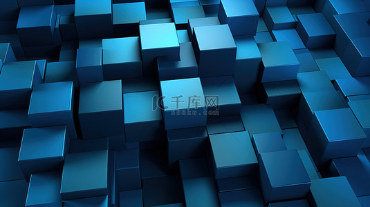 3d 简约蓝色几何形状图案壁纸