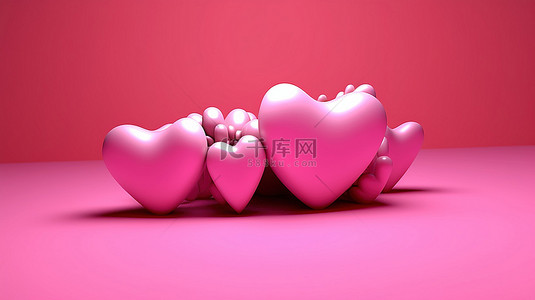 corazones y dientes 3d en un fonto rosado