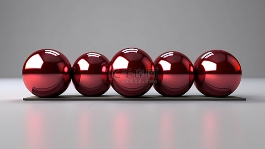 红色圣诞贺卡背景图片_用于节日装饰的四个喜庆红色圣诞球的 3D 渲染