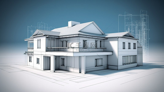 手绘风格的房屋项目 3D 渲染