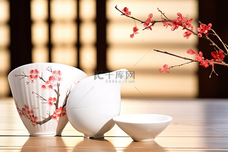 tsu cha茶杯和扇子