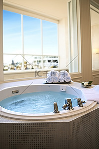 按摩浴缸背景图片_酒店图片前有一个按摩浴缸