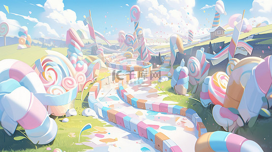 滴落状态背景图片_异想天开的 3D 糖果乐园，配有滴落的奶油和充满活力的糖屑