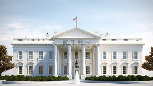 猫头鹰正面背景图片_3D 插图展示白宫的正面视图
