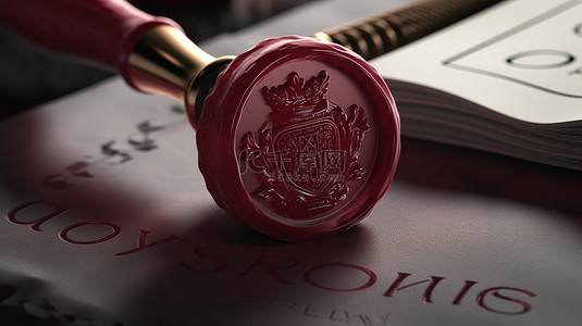 带有 cronos 加密签名和皇家批准的官方蜡封的 3D 插图