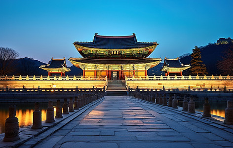历史古建筑背景图片_韩国首尔西平壤的宫殿和历史古迹佛教寺院