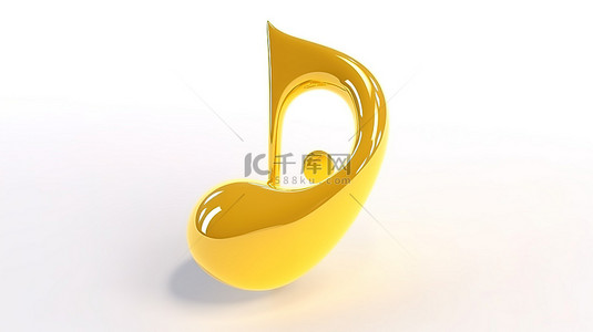 音符旋律背景图片_3d 渲染中的扁平黄色音乐音符图标和在白色背景上隔离的插图，用于旋律设计元素和曲调