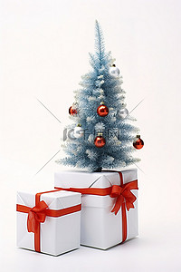 一棵小圣诞树和礼品盒