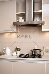 烤箱圖標背景图片_带炉灶烤箱和炉灶的厨房