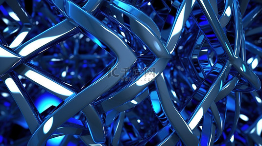 未来钢形状高科技金属结构的抽象 3D 渲染