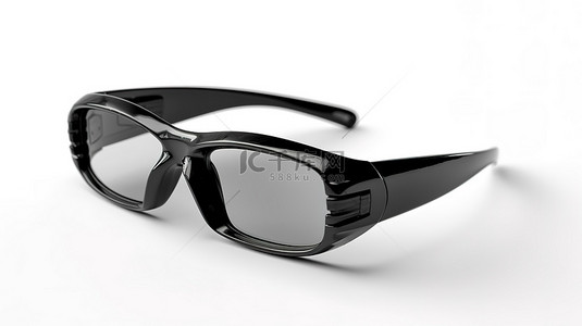 白色背景与单独的黑色 3d 眼镜